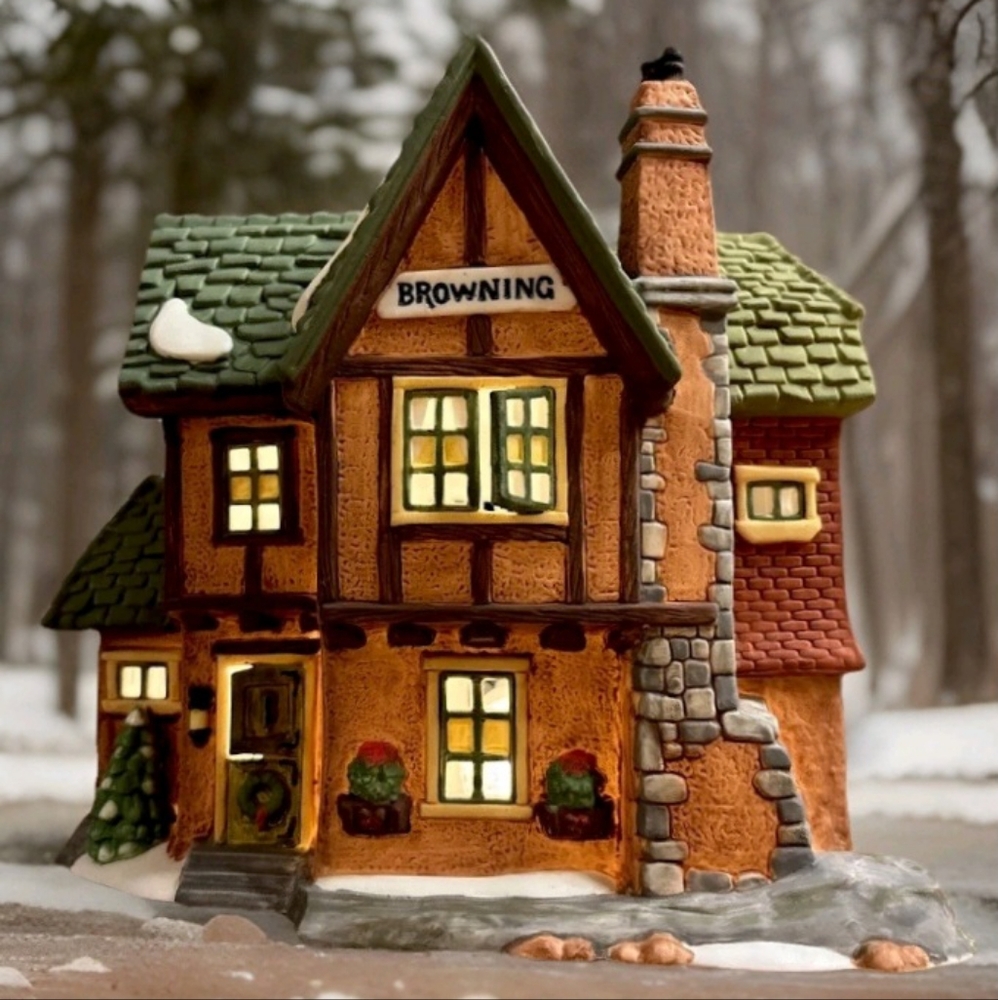 Dept 56 Dickens' Village "Browning Cottage". Original Box And Light Included.